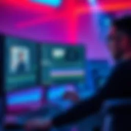 A person working on a computer with Adobe After Effects open, focusing on motion graphics and animation techniques.