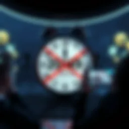 A visual representation of the delay for adult mode, showing a clock with a crossed out date and a disappointed fan looking at a screen.