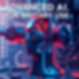 Illustration of a high-tech AI system with military elements, showcasing superior computing capabilities and data analysis for the Pentagon.