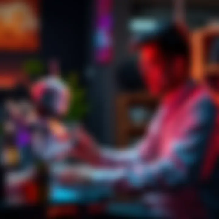 A small business owner chatting with an AI chatbot on a laptop, showing a friendly exchange about product questions.