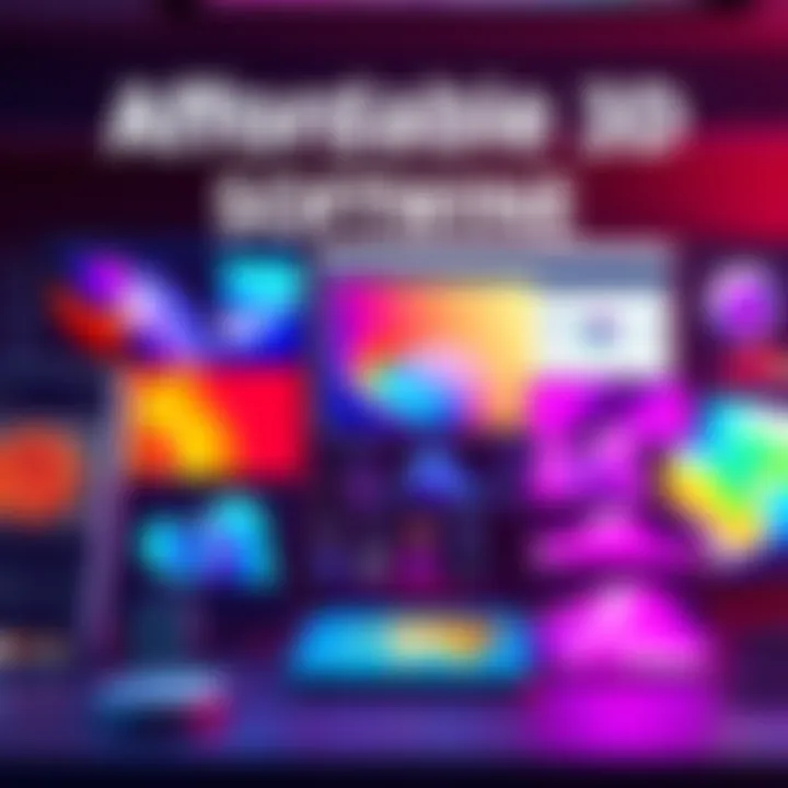 A screenshot of various free 3D modeling software options with colorful interfaces and design tools.