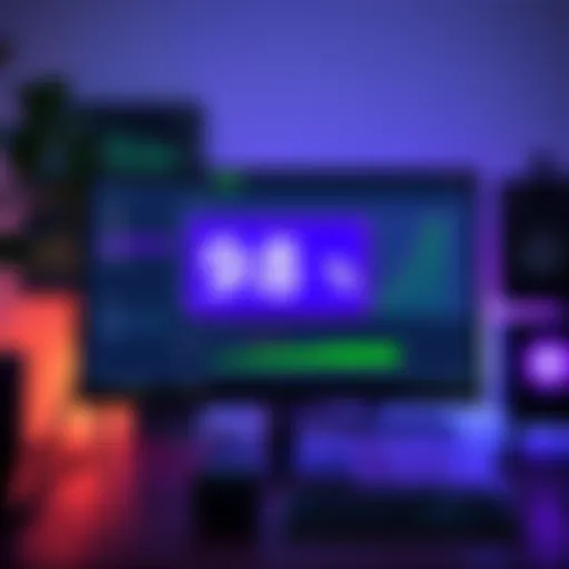 A computer screen showing After Effects with a RAM usage graph exceeding 98%, symbolizing memory leak issues in the software.