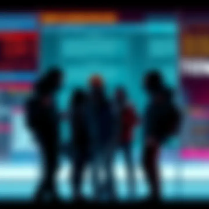 Group of agents discussing on a covert message board, sharing information discreetly.