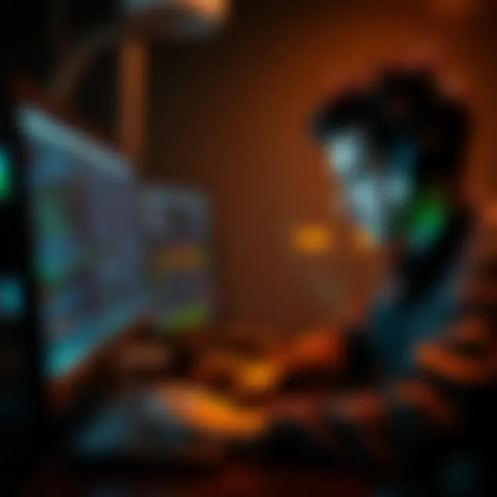 A person working on a computer with AI technology, looking frustrated due to issues