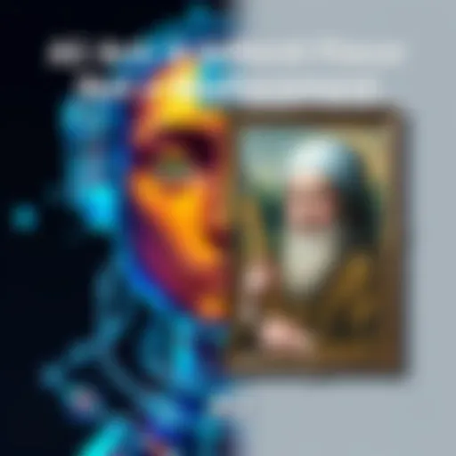 A side-by-side view of an AI-generated artwork and a traditional painting, showcasing their distinct styles and colors.