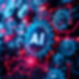 A digital representation of AI automating product management tasks, showcasing gears and connections symbolizing automation and efficiency.
