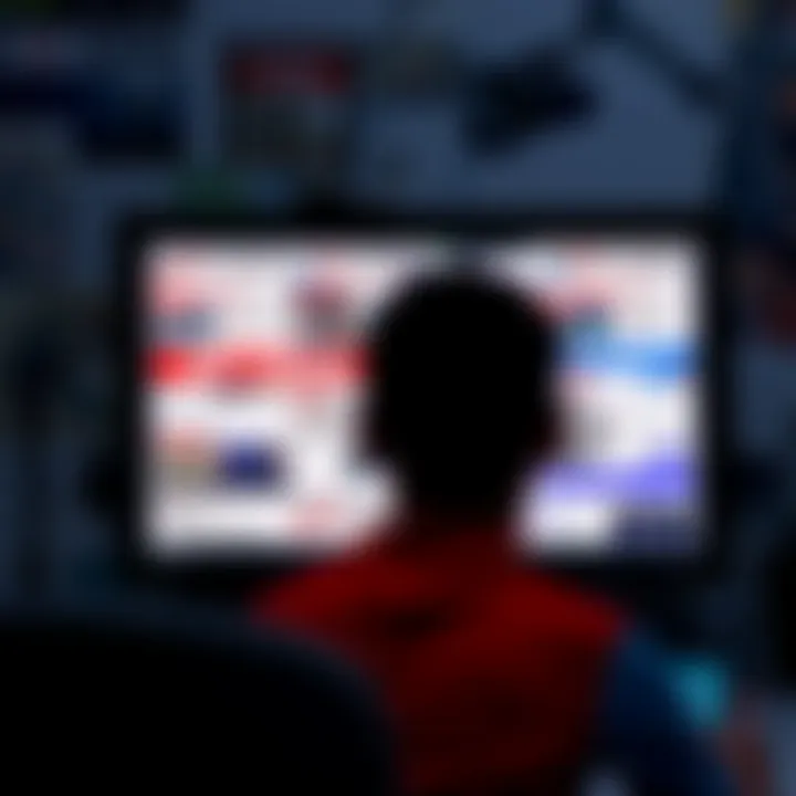 A digital art representation of a person looking at a computer screen filled with fake news articles, symbolizing the confusion between reality and AI-generated content.