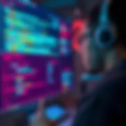 A person contemplating copyright issues while looking at a computer screen displaying code and text, with visual symbols of copyright in the background.