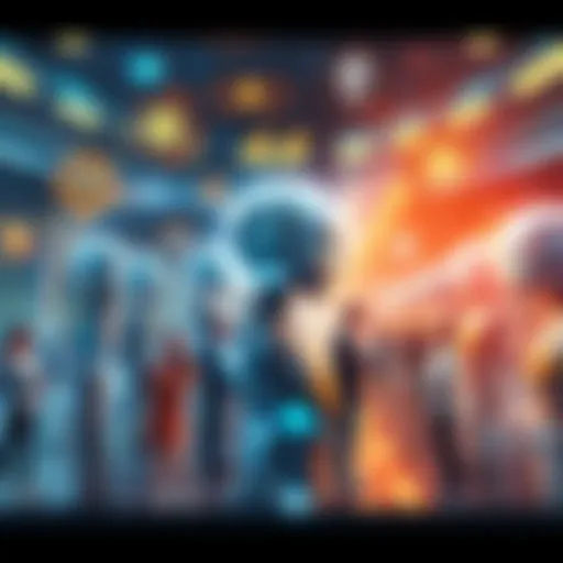 A futuristic scene showing a diverse group of people engaging with various AI technologies, symbolizing the integration of AI in daily life.