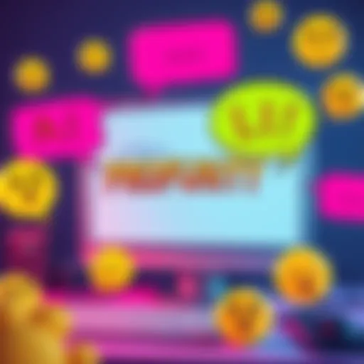A cartoon depicting a computer screen with colorful speech bubbles containing playful profanity, surrounded by surprised emojis.