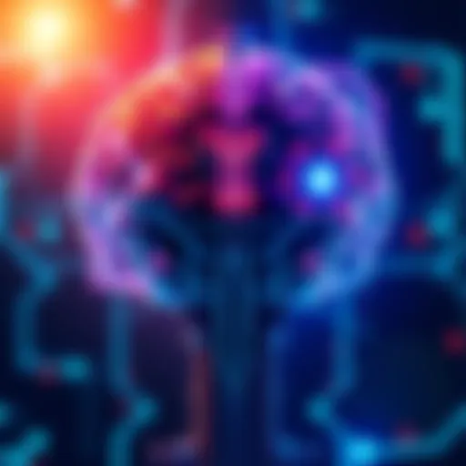 A side-by-side illustration of a human brain and a digital brain, highlighting the connection between human learning and AI development.