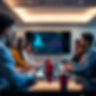 A diverse group of economists discussing potential job changes due to AI in a conference room