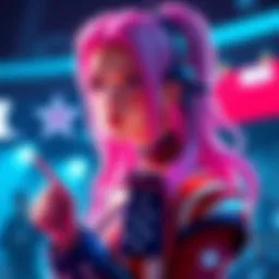 A digital character representing the MAGA dream girl, with a vibrant hairstyle and a patriotic outfit, capturing attention on social media.