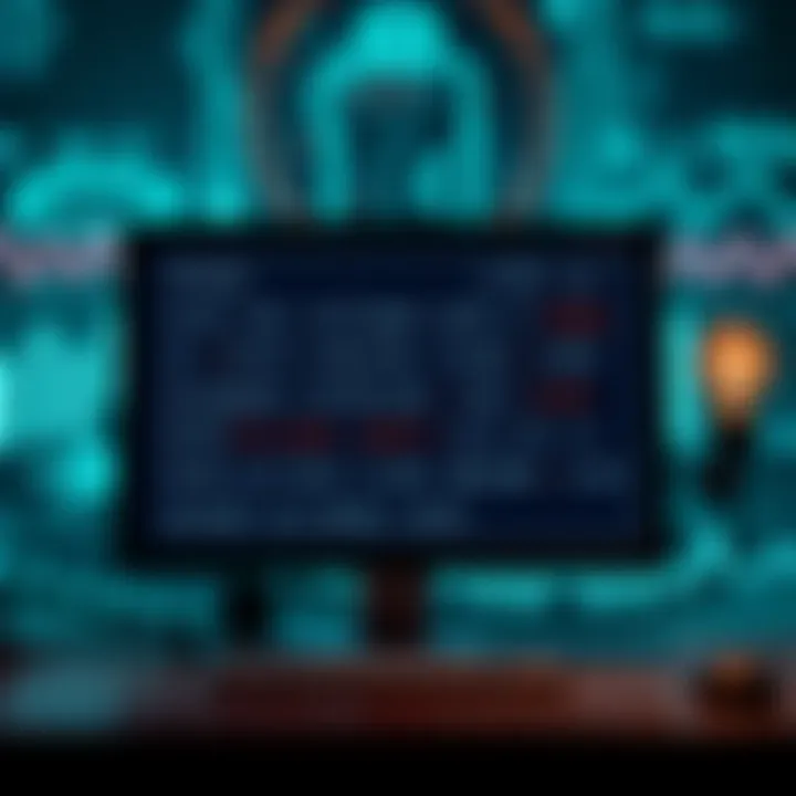 A computer displaying math equations being solved with a light bulb symbolizing ideas and breakthroughs
