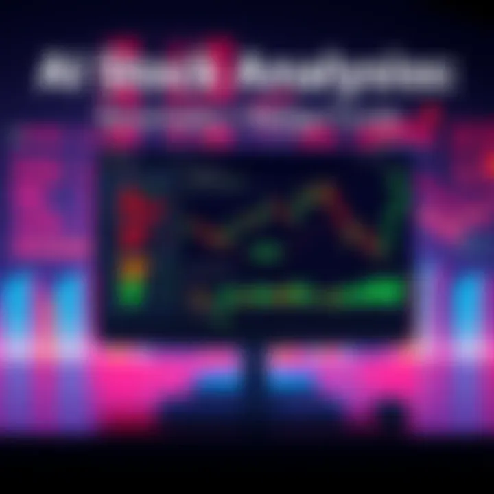 A sleek computer screen displaying dynamic stock data and graphs, illustrating advanced AI technology for stock analysis.