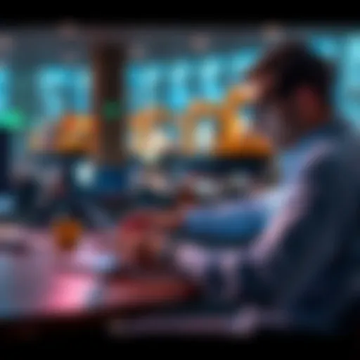 A person using AI tools for organizing import/export tasks on a laptop, with various tools like Notion AI, and Rokid glasses visible.