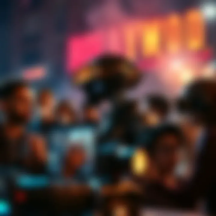 A diverse group of filmmakers using AI technology to create movies, symbolizing the future of the film industry