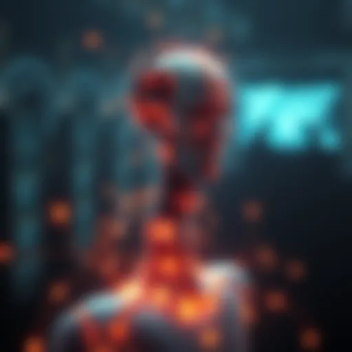 A digital representation showing a human figure formed from abstract ideas and shapes, symbolizing the transformation of concepts into reality through AI technology.