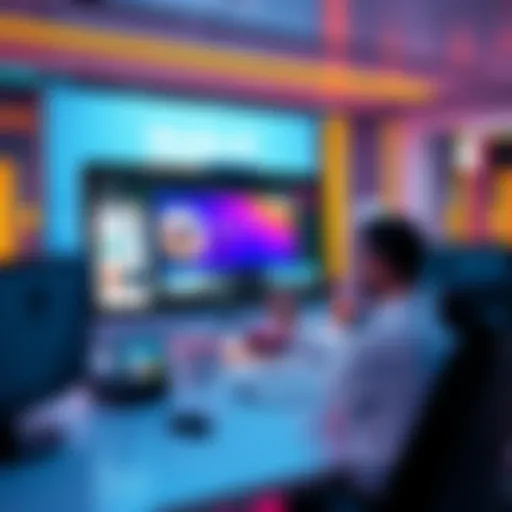 A modern website builder interface showing visually appealing templates and design tools for creating websites.