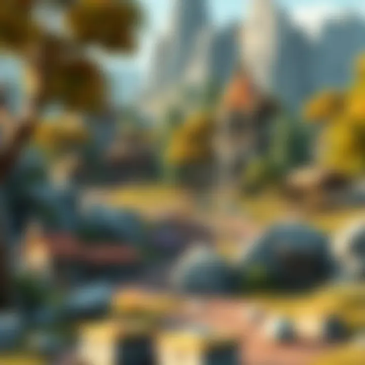 A Unity RPG scene showcasing various AI-generated 3D environment props like trees, rocks, and buildings