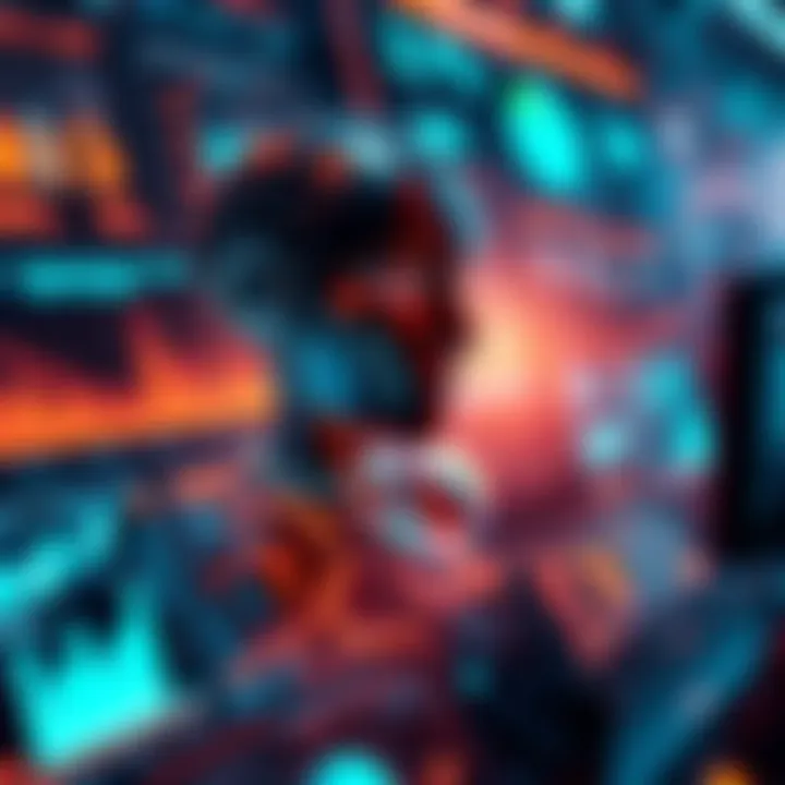 A futuristic representation of AI rapidly analyzing data and conducting simulations, with glowing charts and information displays around it, symbolizing accelerated progress in research.