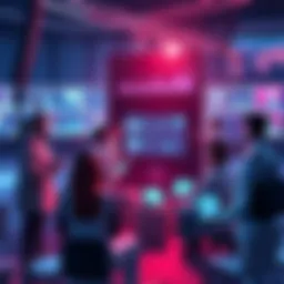 AI Agents in Action A futuristic scene showing a diverse group of people interacting with AI agents on screens and devices, debating autonomy vs. control.