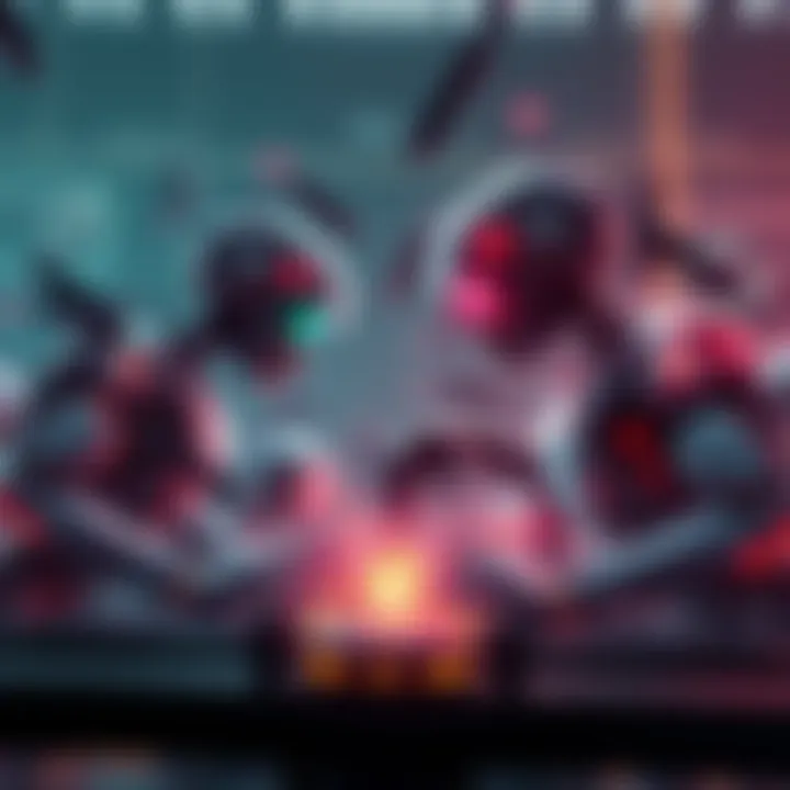 Illustration showing AI agents interacting in a competitive environment, showcasing tactics of manipulation and strategy, symbolizing ethical concerns in technology.