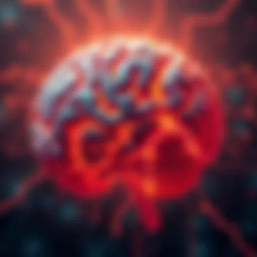 Illustration of a brain with digital circuits, representing the link between memory and computation in algorithms.