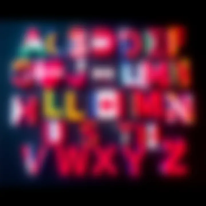 A visual representation of an alphabet created by AI, showing letters next to names of real and fictional countries.