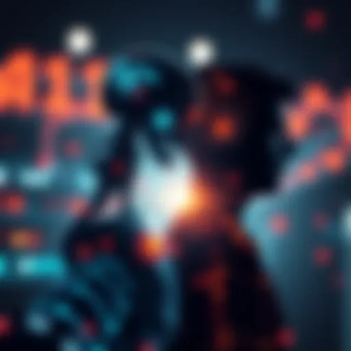 A futuristic portrayal of AI technology interacting with a human silhouette, symbolizing the potential for longer life through technology.