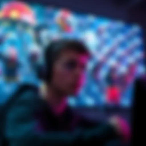 A gamer looking worried while watching a video game screen filled with AI-generated characters instead of human artists.