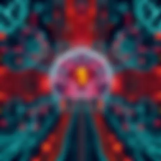 Illustration of an advanced AI system with elements representing self-organization and reasoning processes.