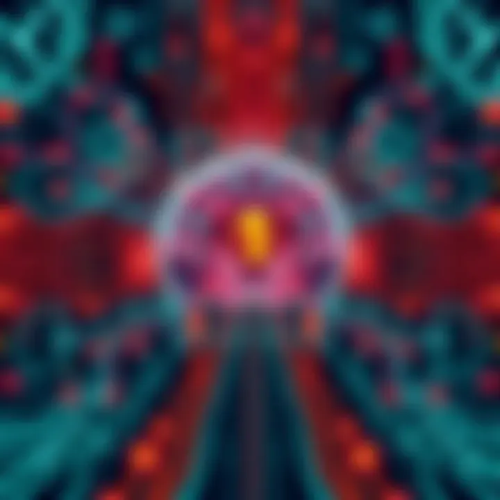 Illustration of an advanced AI system with elements representing self-organization and reasoning processes.