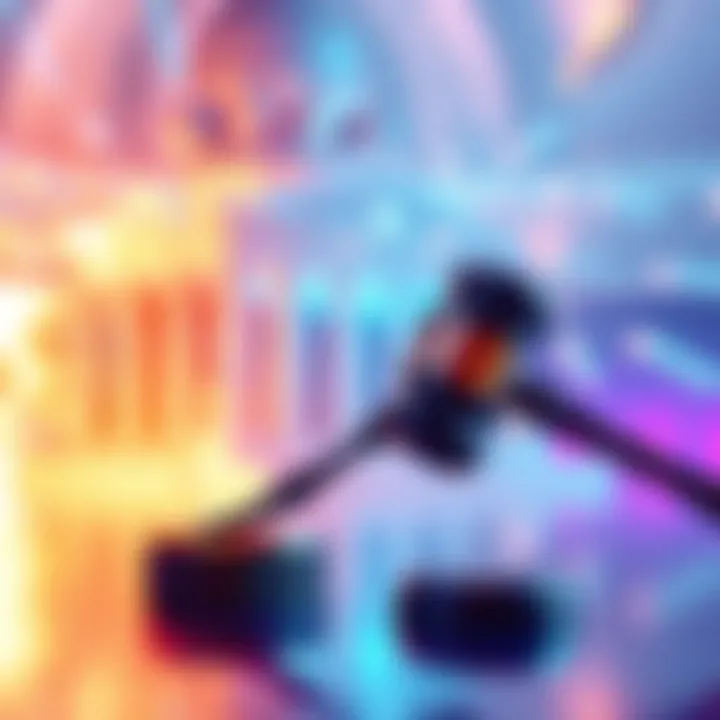 A visual representation of AI-generated art with a gavel symbolizing legal decisions.