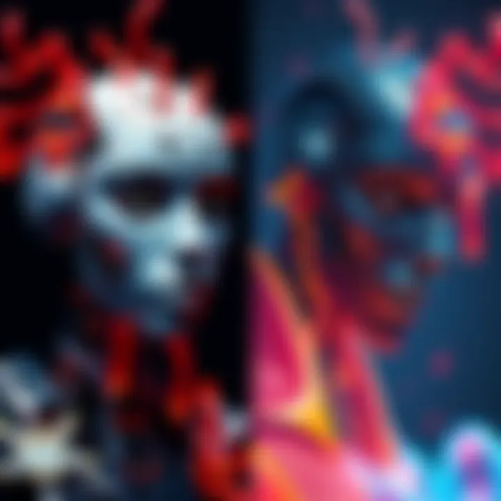 A side-by-side view of AI-generated art and original artwork highlighting similarities and differences in style.