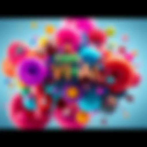 A colorful, abstract artwork generated by artificial intelligence, showcasing various shapes and patterns without human influence.
