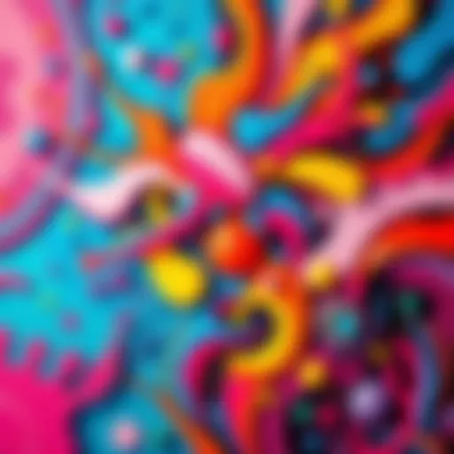 A vibrant painting created by AI, showcasing various colors and imaginative shapes that represent different artistic visions.