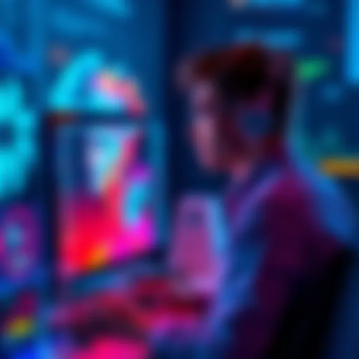 A person sitting at a computer with AI art on the screen, looking thoughtful about the role of prompters in art creation.