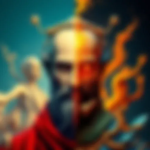 A split image showing traditional art and AI-enhanced art, highlighting the contrast between them