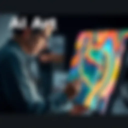 A person painting on a digital tablet while another looks on, symbolizing the debate over AI-generated art and human creativity.