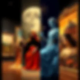 A comparison of AI-generated art alongside traditional human-made art showcasing different styles and techniques.