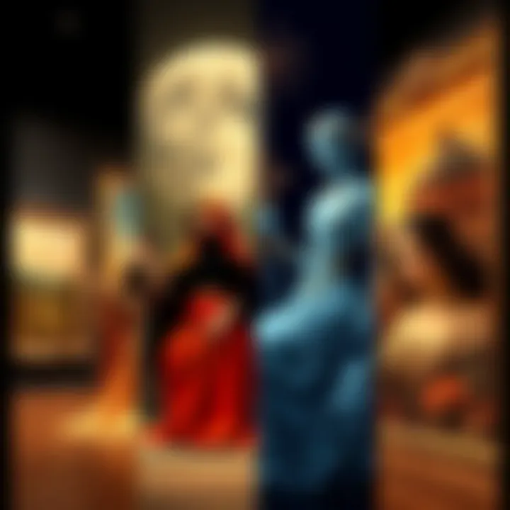 A comparison of AI-generated art alongside traditional human-made art showcasing different styles and techniques.