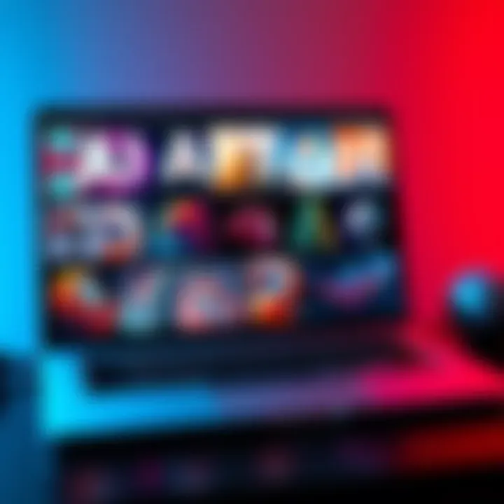 A collection of digital art tools displayed on a laptop, showcasing various AI-generated artworks that blend styles and realism.