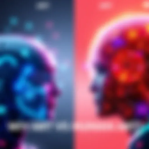 AI Art vs Human Art A side-by-side comparison of AI-generated art and human-created artwork, showcasing distinct styles and techniques.