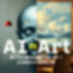 A split image showing a digital painting created by AI on one side and a traditional canvas painting on the other side, representing the debate about the legitimacy of AI art.