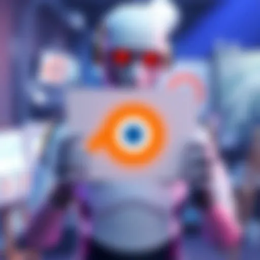 A digital creation featuring an AI character presenting a 3D artwork that includes the Blender logo prominently.