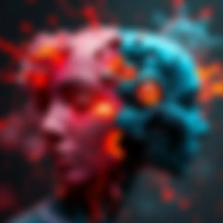 An AI-generated artwork titled 'I apologize if you feel something (This is AI)' showcasing contrasting emotions and imagery, prompting viewers to reflect on cognitive dissonance.