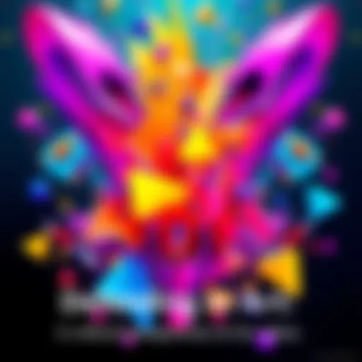 A vibrant piece of AI-generated art featuring abstract shapes and bright colors