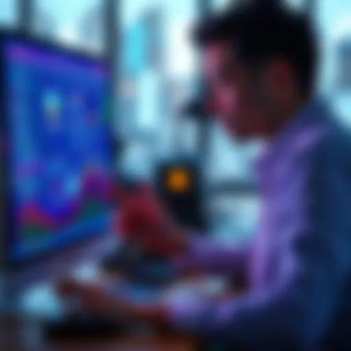 A person interacting with an AI assistant on a computer, showcasing modern technology in professional settings.