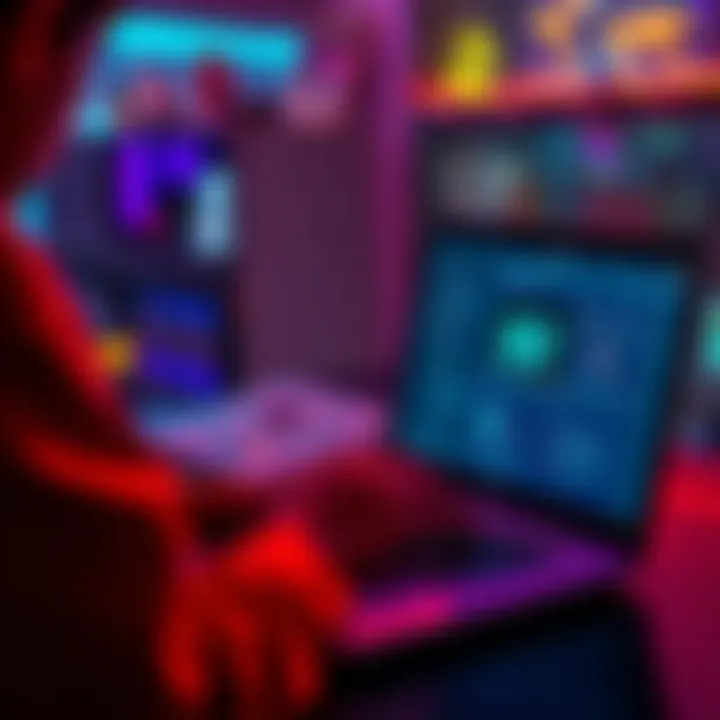 A person working on a laptop with AI writing tools on the screen, focusing on character development and creativity